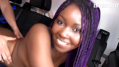 Ebony Goddess Sunny Star Hops In The Bus For Some White Meat - LETSDOEIT