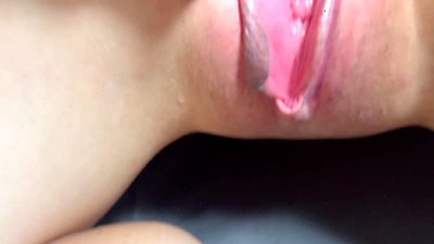 Insert massage stick into college girlfriend & Squirting Creampie finish with tremble pussy