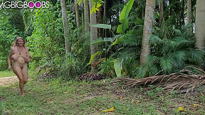 Hairy hippie with massive tits