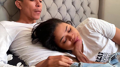 Perverted stepdad puts his dick in my mouth until he cums