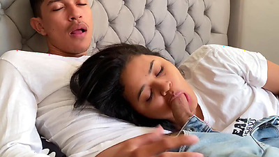 Perverted stepdad puts his dick in my mouth until he cums