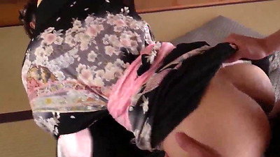 Horny Japanese mummy creams inwards her kimono while being fellated by a skilled Asian deep-throater in the greatest JAV ever!