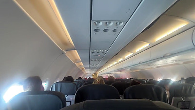 Risky public blowjob on a plane - we got caught!