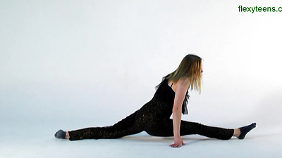 Big tits blonde gymnast girl stretching