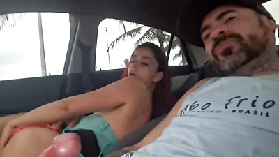 risky handjob on the street