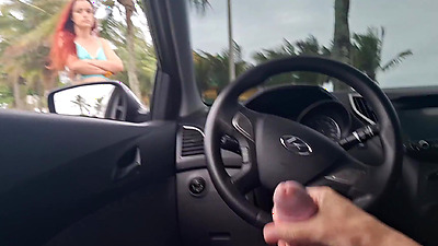 risky handjob on the street