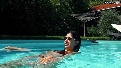 Perfect Latina girl by the pool and inside