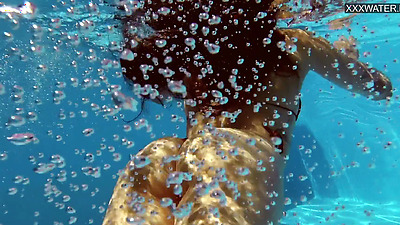 Perfect Latina girl by the pool and inside
