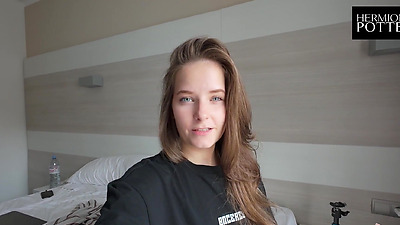 He fucks me in El Arenal, Mallorca. The chambermaid disturbs us, but he continues to fuck me. Vlog