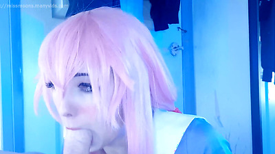 honry yandere chick gives rough blowjob, bounces her big arse in reverse cowgirl, multiple cum on butt