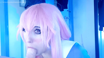 honry yandere chick gives rough blowjob, bounces her big arse in reverse cowgirl, multiple cum on butt