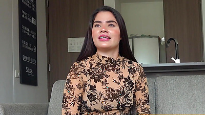 Small tits teeny gets deepthroated hard during a modelling casting