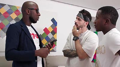 Sweet teen Mell Blanco plays with 3 big cocks then enjoys some intense DP