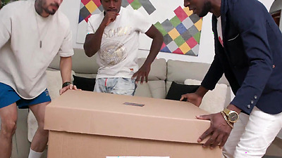 Sweet teen Mell Blanco plays with 3 big cocks then enjoys some intense DP