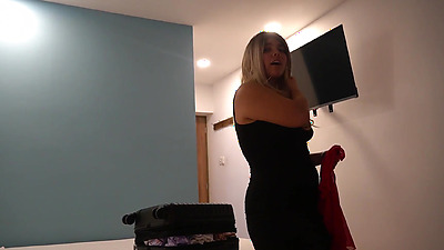 Sharing a hotel room with my MILF stepmom is very tempting