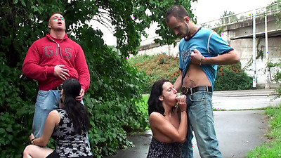 Public Orgy On The Street With Pregnant Woman And Cute Petite Babe