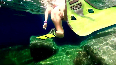 Hot Amateur Hairy Milf Underwater With Plug In Butthole