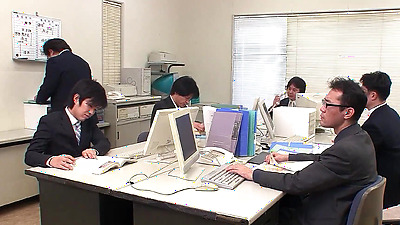 Slim Asian Teen with Big natural  Tits seduce to Blowbang Bukkake at Office in uncensored JAV Porn