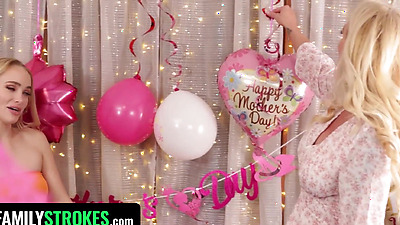 Surprising My Big Titty Step-Mom With a Hot, Lesbian Massage - Our First 3Way