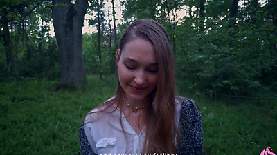 Powerful cumshot all over the face of a sexy nymphomaniac in the forest (part 2)