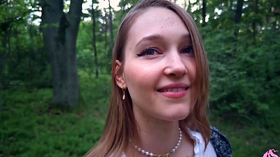 Powerful cumshot all over the face of a sexy nymphomaniac in the forest (part 2)