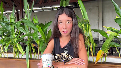 Blowjob in a Public Toilet Starbucks and Cumwalk - She drinks coffee with cum on face among people