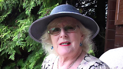 Aunt Judy's - 66yo Hairy Mature GILF Mrs. Claire Sucks Your Shaft in the Garden (POV)