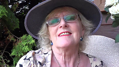 Aunt Judy's - 66yo Hairy Mature GILF Mrs. Claire Sucks Your Shaft in the Garden (POV)