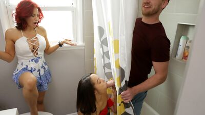 Horny Alexis Tae helps her adopted mom Ryder Skye teach her stepbrother what a tight wet pussy feels like to fuck