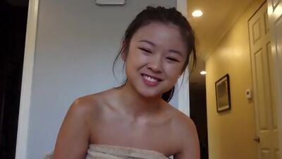 Lulu Chu is into older guys so the horny Asian teen takes the chance to seduce her friends dad with her tight bare pussy