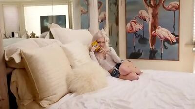 Alex Grey offers to suck her steprobs cock and gives him a stiffie ride in her bald pussy to keep her secrets