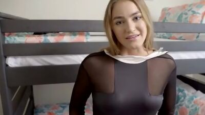 Kenzie Madison is all set for Halloween dressed in a sexy nun costume as she seduces her stepbrother for a pussy romp