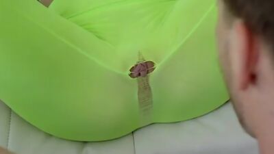 Lusty teen Jessie Saint seduces her stepbrother into fucking her with just some leggings and a well placed hole