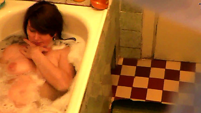 Guy came home and saw naked MILF in bathroom who bathing, fingering wet pussy and get orgasm. Pussy Masturbation. Big Tits Milf. Handjob. Butt. Pussy. Arse. Boobs. Brunette. Jerks off pussy. Sex cute