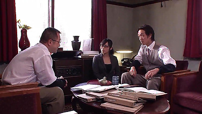 Japanese Teen secretary with Glasses seduce to Suck Fat Penis of old ugly Guy in uncensored JAV