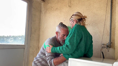 FUCKED WITH NEIGHBOR IN THE WASHING MACHINE ROOM AND THE LITTLE BLONDE CUMS TWICE