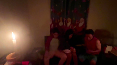 Celebrating the Christmas party without lights in Ecuador.