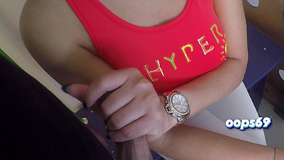 Stranger Flashing Cock in Train and Offer Him Handjob and Grinding Dick on My Booty