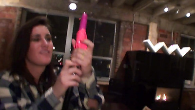 Homemade Suran Wrap Bondage And Being <Censored> Fucked By A Dildo Duct Taped To A Stick