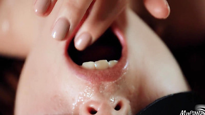 CUTE BABE masturbate and CUMS WITH SPERM IN MOUTH after she liks his ARSE.