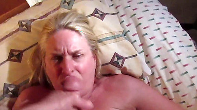 Chubby mature Cumslut Beth has an orgasm as he unloads a thick torrent of cum into her mouth and over her face. Beth swallows some and she then drains his penis like a good bitch #cumslutbeth