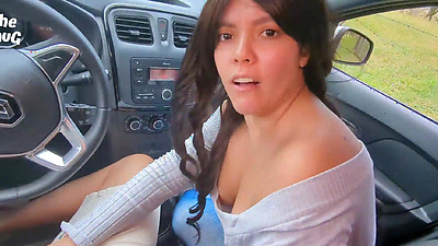 Couldn't wait 5 minutes to fuck big arse stranger in public car