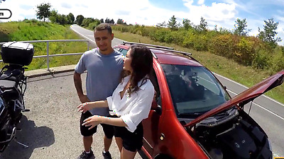 HUNT4K. Pretty brunette loves to ride bikes and huge cocks