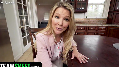 Stunning MILF Laura Bentley Teases Her Stepson With Her Very Short Nightrobe