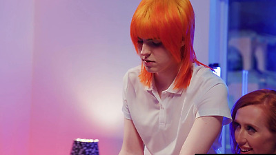 TRANSFIXED - Redhead Trans Shiri Allwood & Jean Hollywood Give Kenzie Anne Oiled Massage With Facial