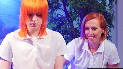 TRANSFIXED - Redhead Trans Shiri Allwood & Jean Hollywood Give Kenzie Anne Oiled Massage With Facial