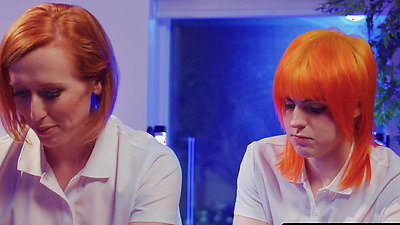 TRANSFIXED - Redhead Trans Shiri Allwood & Jean Hollywood Give Kenzie Anne Oiled Massage With Facial