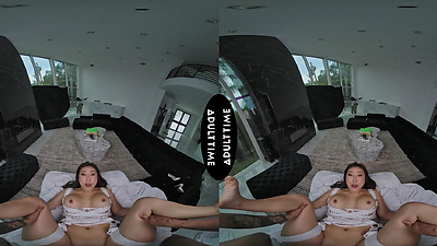 UP CLOSE VR - POV Stacked Penis Hungry Chick Nicole Doshi Titty Fucks You Then Wildly Rides You