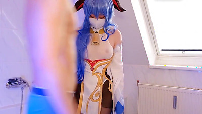 The second dimension bitch raised her head and panted, and her pink labia trembled slightly