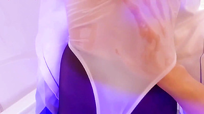 The second dimension bitch raised her head and panted, and her pink labia trembled slightly